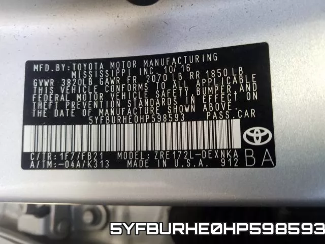 5YFBURHE0HP598593 фото 2
