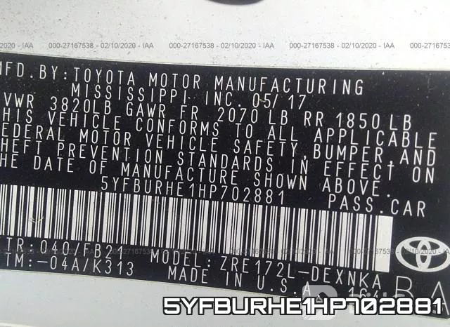 5YFBURHE1HP702881 фото 10