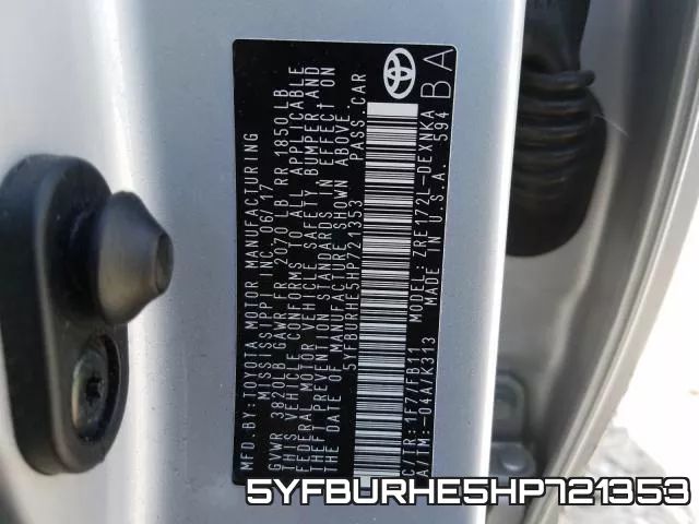 5YFBURHE5HP721353 фото 2