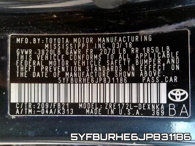 5YFBURHE6JP831186 фото 2