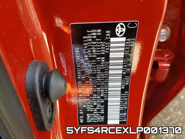 5YFS4RCEXLP001370 фото 2