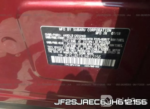 JF2SJAEC6JH612156 фото 10