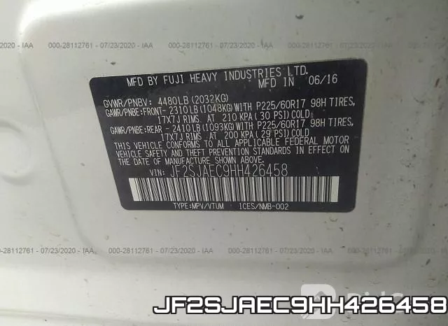 JF2SJAEC9HH426458 фото 10
