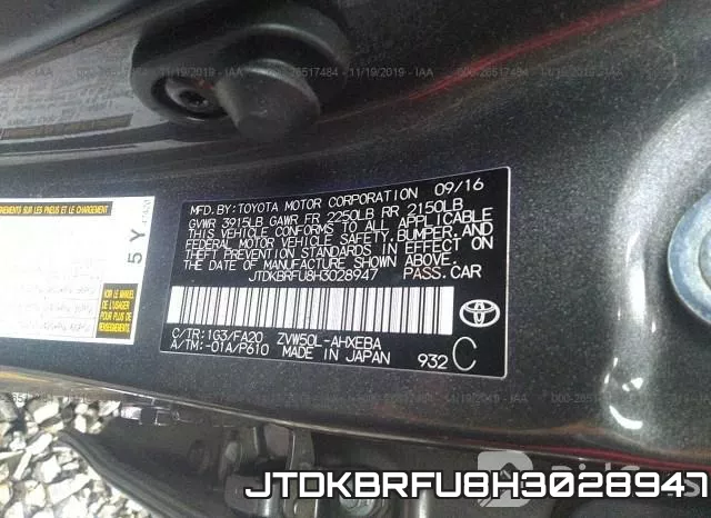 JTDKBRFU8H3028947 фото 10