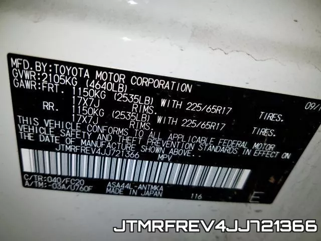 JTMRFREV4JJ721366 фото 2