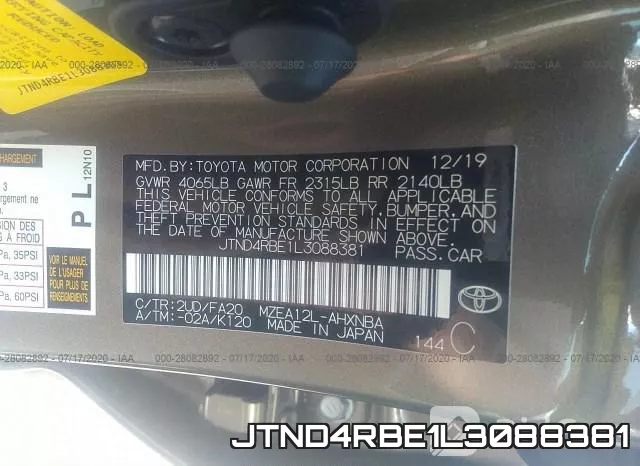 JTND4RBE1L3088381 фото 10