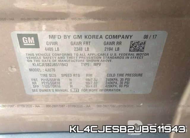 KL4CJESB2JB511943 фото 10