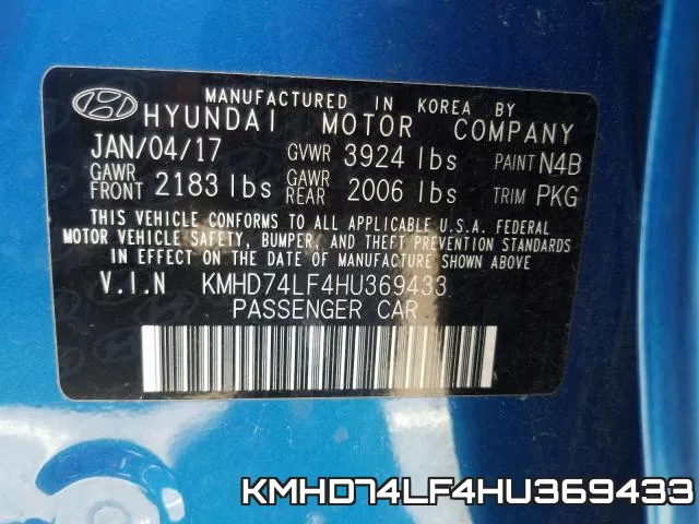 KMHD74LF4HU369433 фото 2