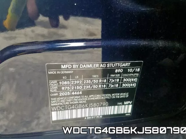 WDCTG4GB6KJ580790 фото 2