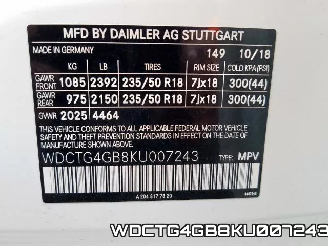 WDCTG4GB8KU007243 фото 2