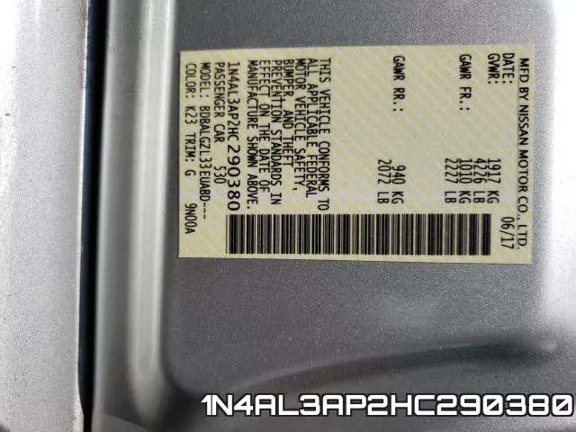 1N4AL3AP2HC290380 фото 2