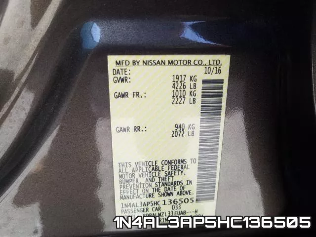 1N4AL3AP5HC136505 фото 2