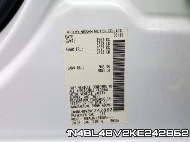 1N4BL4BV2KC242862 фото 2