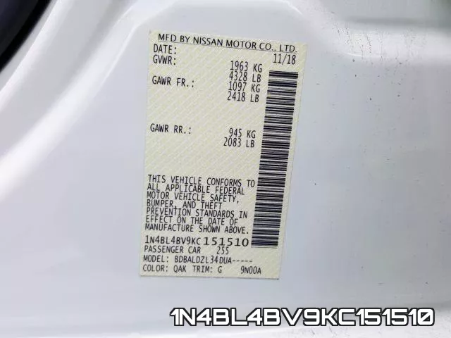 1N4BL4BV9KC151510 фото 2