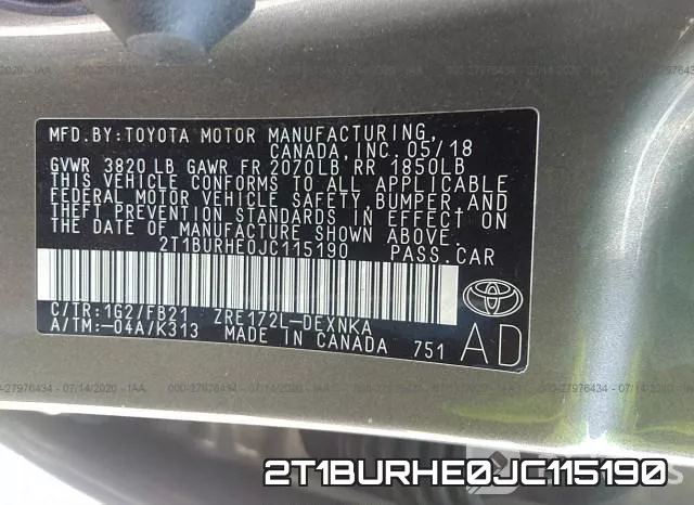 2T1BURHE0JC115190 фото 10