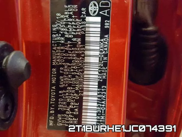 2T1BURHE1JC074391 фото 2