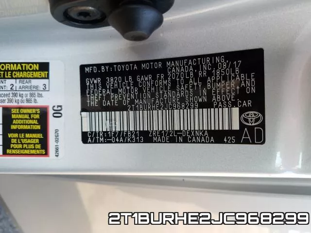 2T1BURHE2JC968299 фото 2