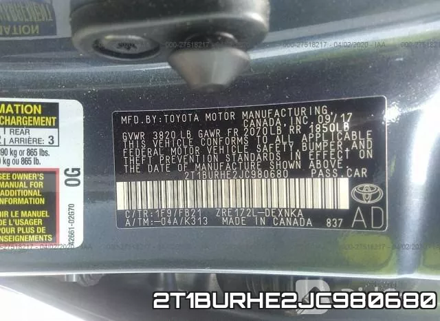 2T1BURHE2JC980680 фото 9