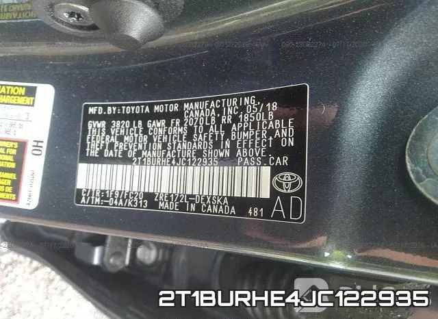 2T1BURHE4JC122935 фото 10