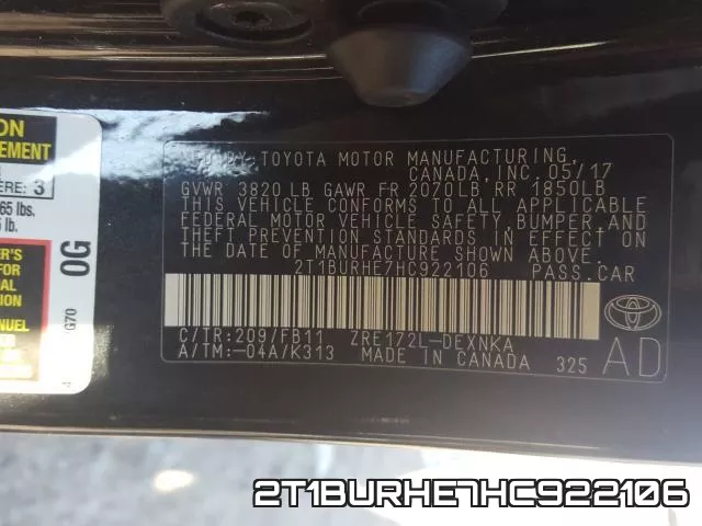 2T1BURHE7HC922106 фото 2