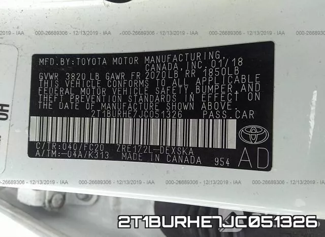 2T1BURHE7JC051326 фото 10