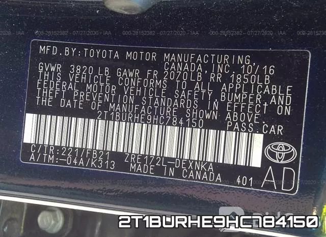 2T1BURHE9HC784150 фото 10