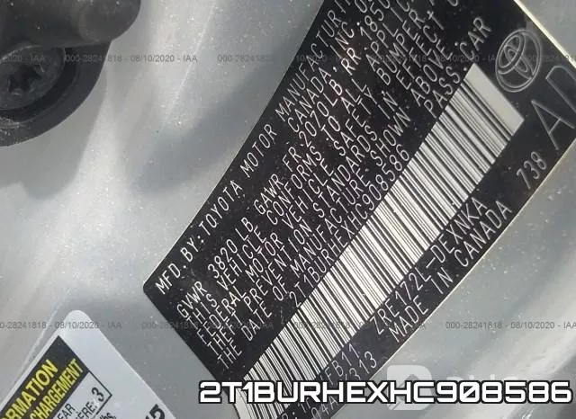 2T1BURHEXHC908586 фото 10