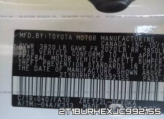 2T1BURHEXJC992155 фото 10