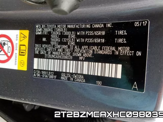 2T2BZMCAXHC098039 фото 2