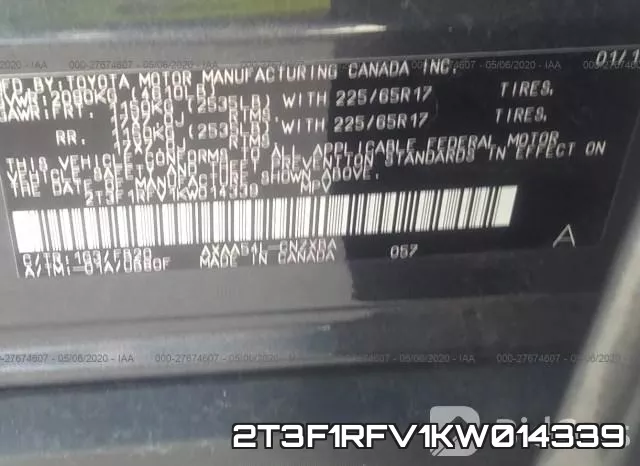 2T3F1RFV1KW014339 фото 10
