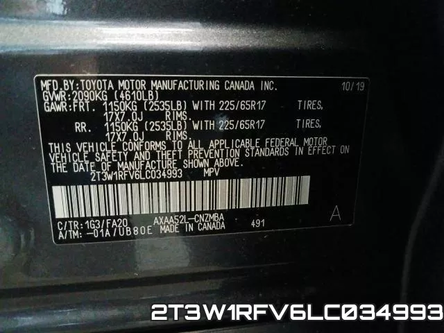 2T3W1RFV6LC034993 фото 2