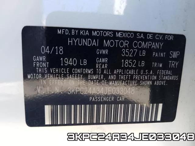 3KPC24A34JE033048 фото 2