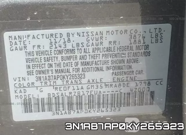 3N1AB7AP0KY265323 фото 10