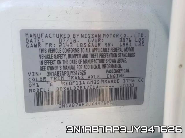 3N1AB7AP3JY347626 фото 2