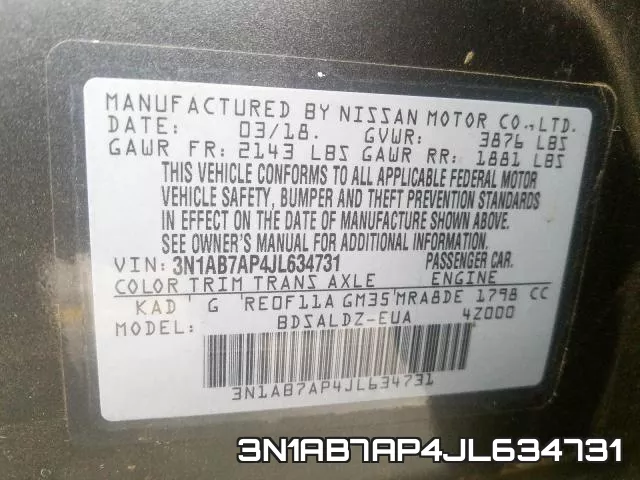 3N1AB7AP4JL634731 фото 2