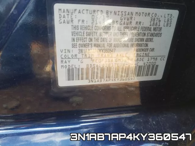 3N1AB7AP4KY360547 фото 2