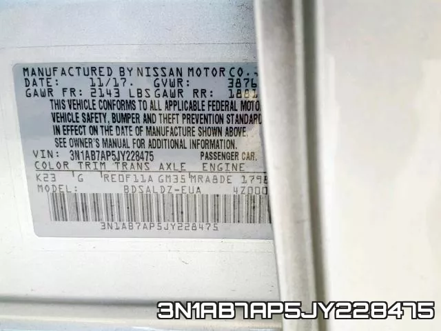 3N1AB7AP5JY228475 фото 2