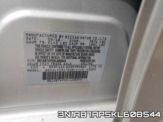 3N1AB7AP5KL608544 фото 2