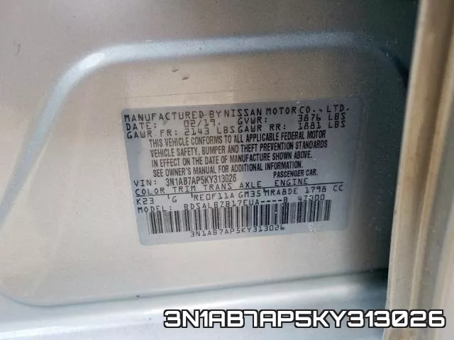3N1AB7AP5KY313026 фото 2
