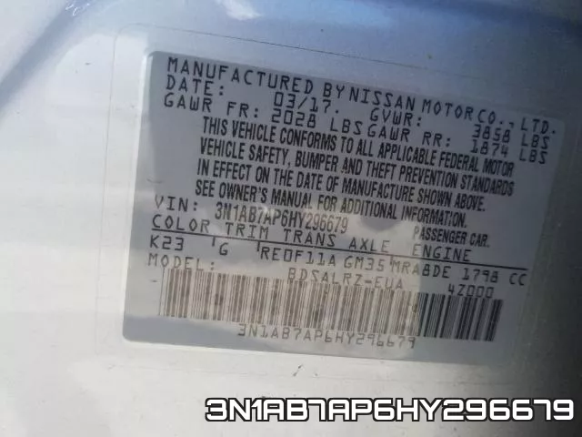 3N1AB7AP6HY296679 фото 2