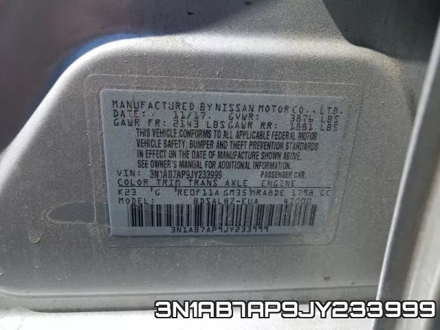 3N1AB7AP9JY233999 фото 2