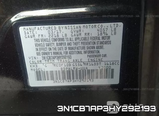 3N1CB7AP3HY292193 фото 10