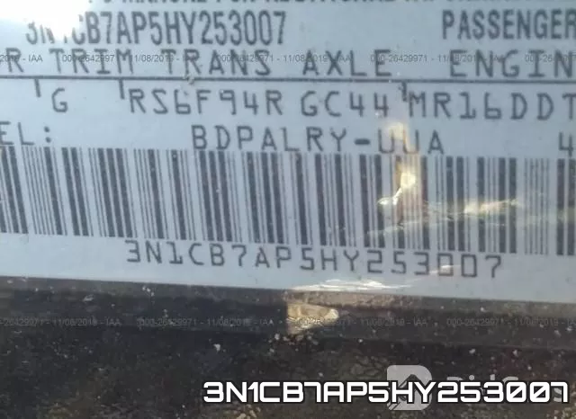 3N1CB7AP5HY253007 фото 10