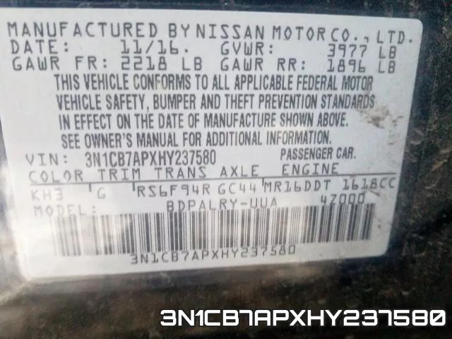 3N1CB7APXHY237580 фото 2