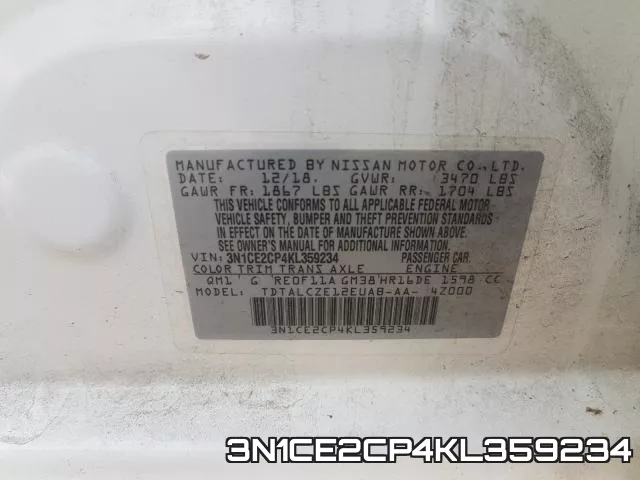 3N1CE2CP4KL359234 фото 2