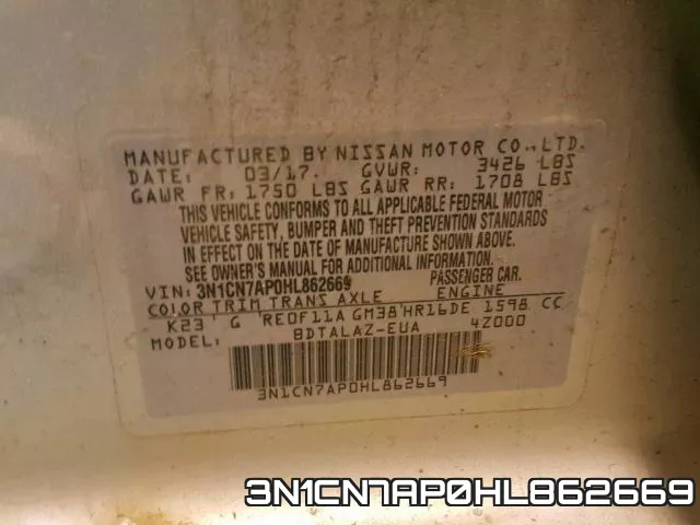 3N1CN7AP0HL862669 фото 2