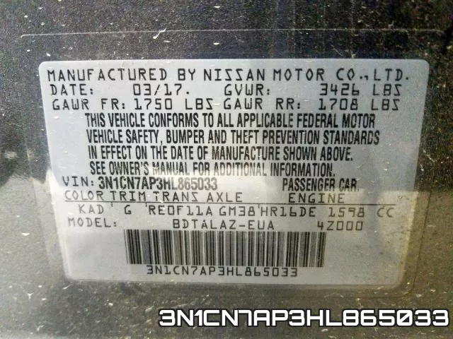 3N1CN7AP3HL865033 фото 2
