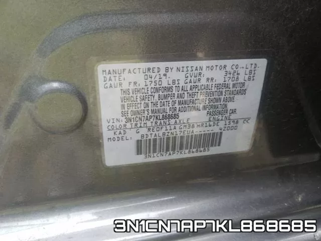 3N1CN7AP7KL868685 фото 2