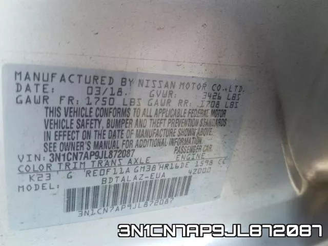 3N1CN7AP9JL872087 фото 2