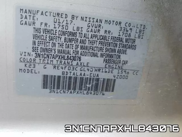 3N1CN7APXHL843076 фото 2